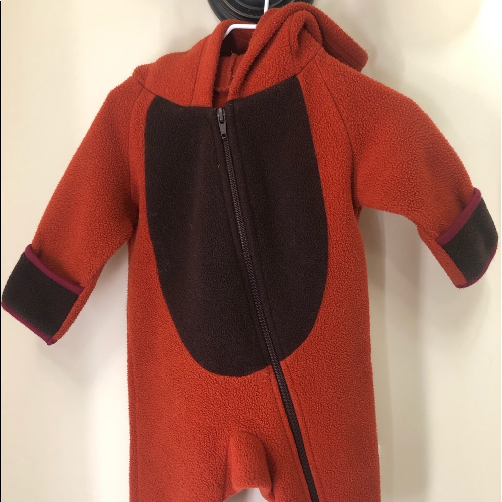 Teddy bear brown fleece baby bunting suit